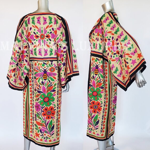 GUCCI COAT PARADISE PRINT LINEN BLEND KIMONO LONG JACKET sz IT 42 US 6 - Picture 6 of 13